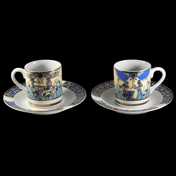 Vintage Limoges Egyptian Espresso Cup and Saucer Set Royal Porcelain EGP France - Picture 4 of 11